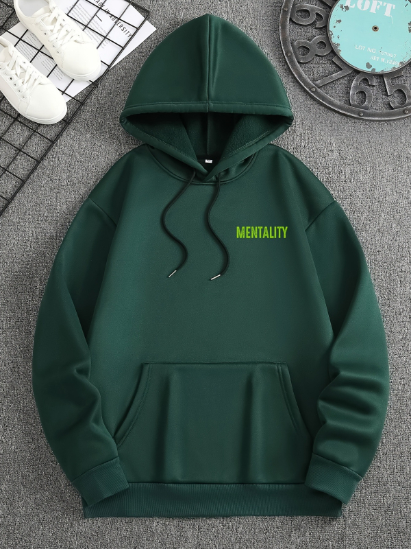 Férfi őszi-téli angyalmintás kapucnis velúr pulóver