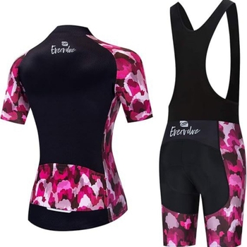 Női kerékpáros pulóver, rövid ujjú, kerékpáros felső, bélelt kerékpáros rövidnadrág