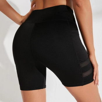 Euroopa ja Ameerika Ühendriikide piiriülesed kõrge vöökohaga fitness-spordi kitsad kolmeosalised püksid, pluss-suuruses mustad küljetaskuga õmblustega võrkpüksid