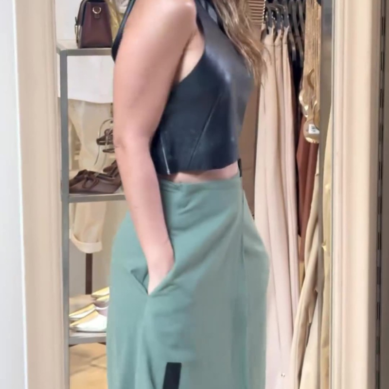 2023 nyári új európai és amerikai Amazon határokon átnyúló divatos rövid nyakú függő ruha divatos szoknya kétrészes szett