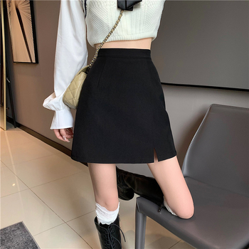 2022 tavaszi és nyári új, magas derekú, oldalsó hasított szoknya, női A-vonalú szoknya, pufók lány, plus size szoknya, csípőszoknya, divatos