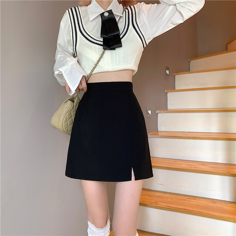 2022 tavaszi és nyári új, magas derekú, oldalsó hasított szoknya, női A-vonalú szoknya, pufók lány, plus size szoknya, csípőszoknya, divatos