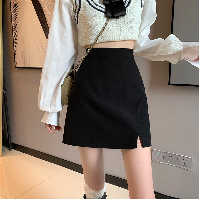 2022 tavaszi és nyári új, magas derekú, oldalsó hasított szoknya, női A-vonalú szoknya, pufók lány, plus size szoknya, csípőszoknya, divatos