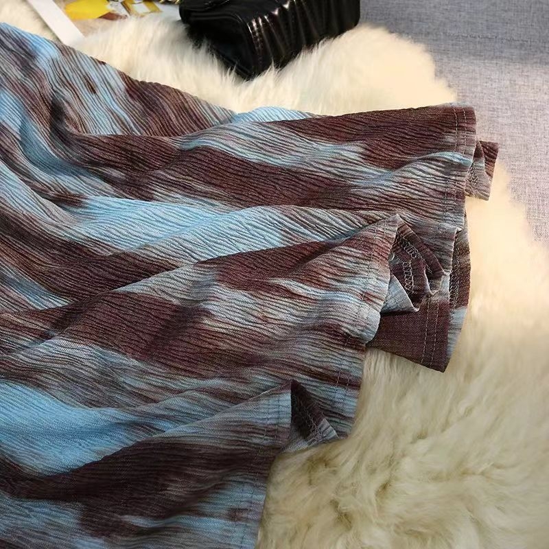 Vintage batikolt rakott szoknya női 2024 nyári új ünnepi stílusú magas derekú, karcsúsító, A alakú hosszú ruha