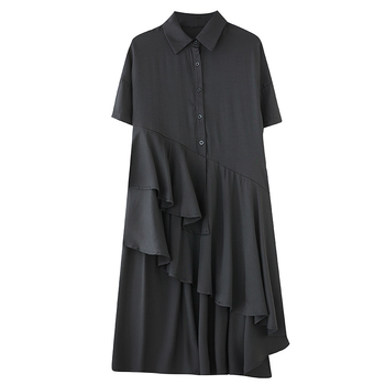 2025 m. pavasario ir vasaros nauji daugiasluoksniai, vidutinio ilgio, raukti, netaisyklingo apvado marškiniai su sijonėle