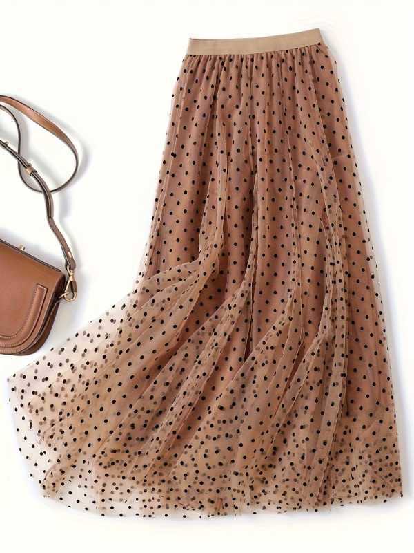 Karcsúsító A-vonalú szoknya bársony pöttyökkel és puha hálós anyaggal, S-5Xl méretben, A-vonalú halszálka szoknya, középhosszú szoknya