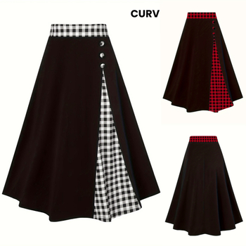 Amazon Európa és az Egyesült Államok határokon átnyúló 2024-es külkereskedelmi új női magas derekú kockás varrású divatos retró karcsúsított szoknya