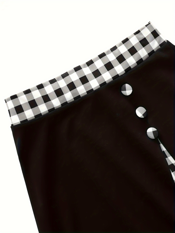 Amazon Európa és az Egyesült Államok határokon átnyúló 2024-es külkereskedelmi új női magas derekú kockás varrású divatos retró karcsúsított szoknya