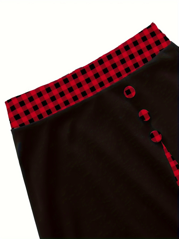 Amazon Európa és az Egyesült Államok határokon átnyúló 2024-es külkereskedelmi új női magas derekú kockás varrású divatos retró karcsúsított szoknya