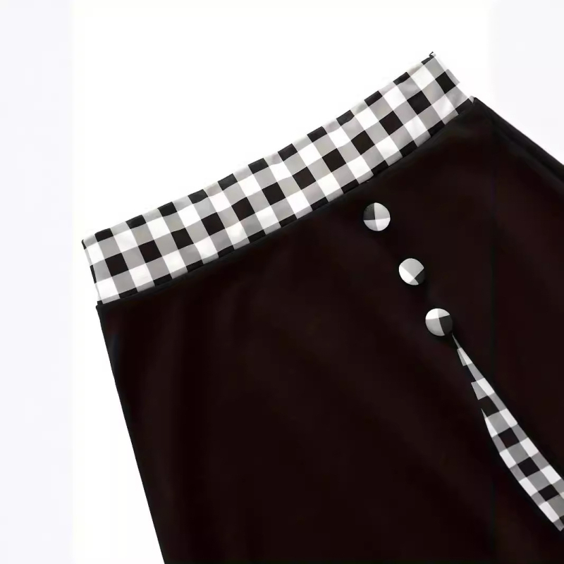 Amazon Európa és az Egyesült Államok határokon átnyúló 2024-es külkereskedelmi új női magas derekú kockás varrású divatos retró karcsúsított szoknya