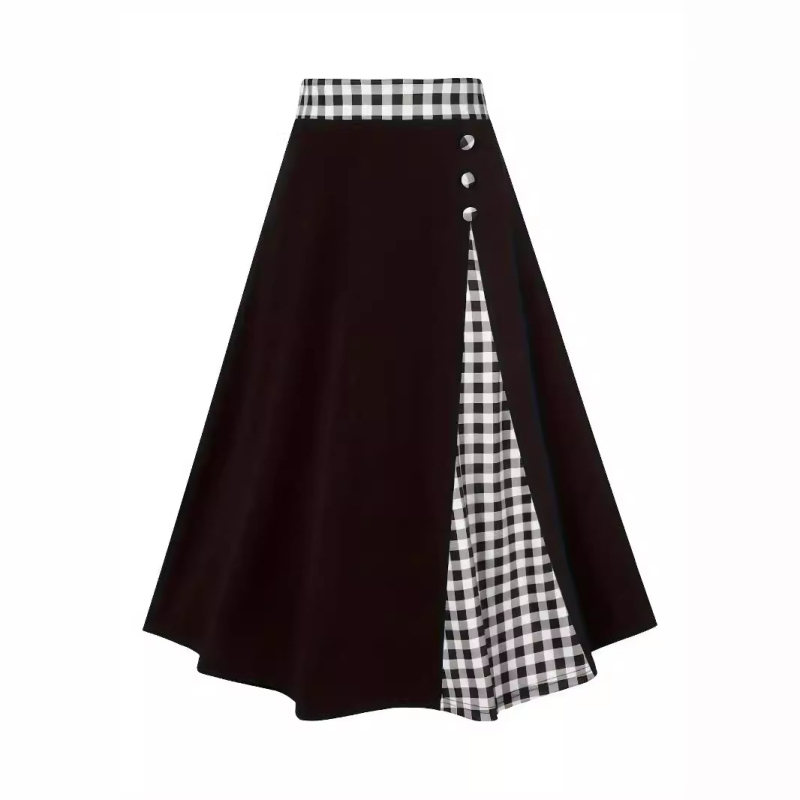 Amazon Európa és az Egyesült Államok határokon átnyúló 2024-es külkereskedelmi új női magas derekú kockás varrású divatos retró karcsúsított szoknya
