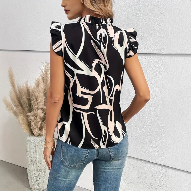 2024 Európa és Amerika Amazon határokon átnyúló női nyári új divatos geometrikus mintás laza ing, hétköznapi felső, női