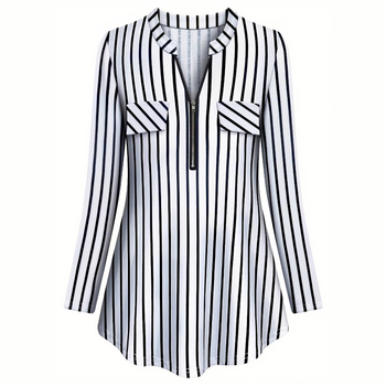 Amazon női ruházat 2023 ősz és tél Új AliExpress független állomás nyomtatású cipzáras ingázós lezser ing