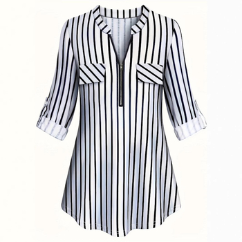 Amazon női ruházat 2023 ősz és tél Új AliExpress független állomás nyomtatású cipzáras ingázós lezser ing