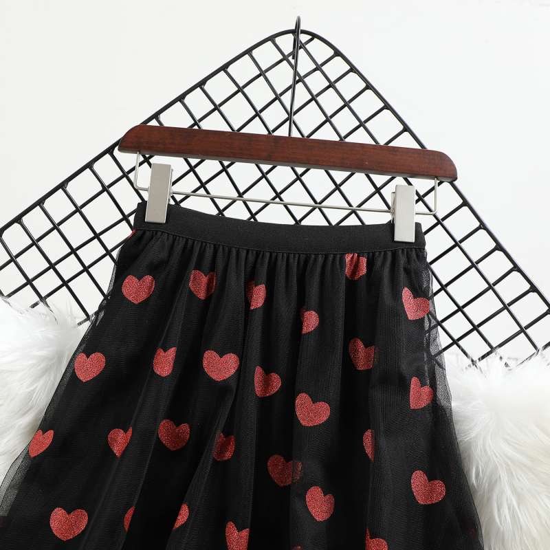 Valentin-napi csillámos szerelem többrétegű hálós nagyméretű szoknya