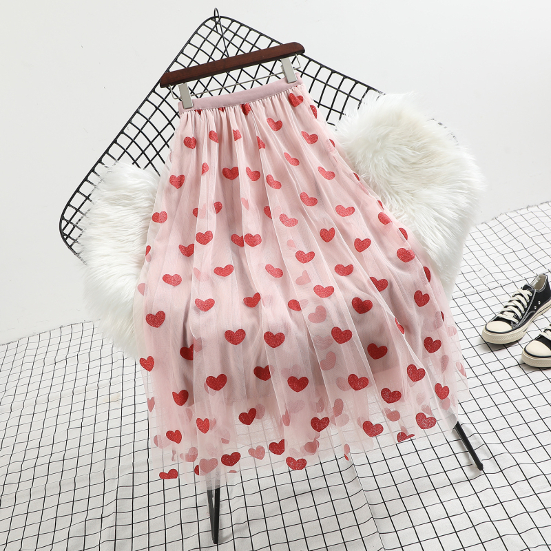 Valentin-napi csillámos szerelem többrétegű hálós nagyméretű szoknya