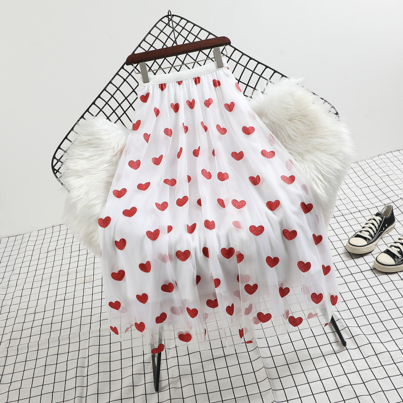 Valentin-napi csillámos szerelem többrétegű hálós nagyméretű szoknya