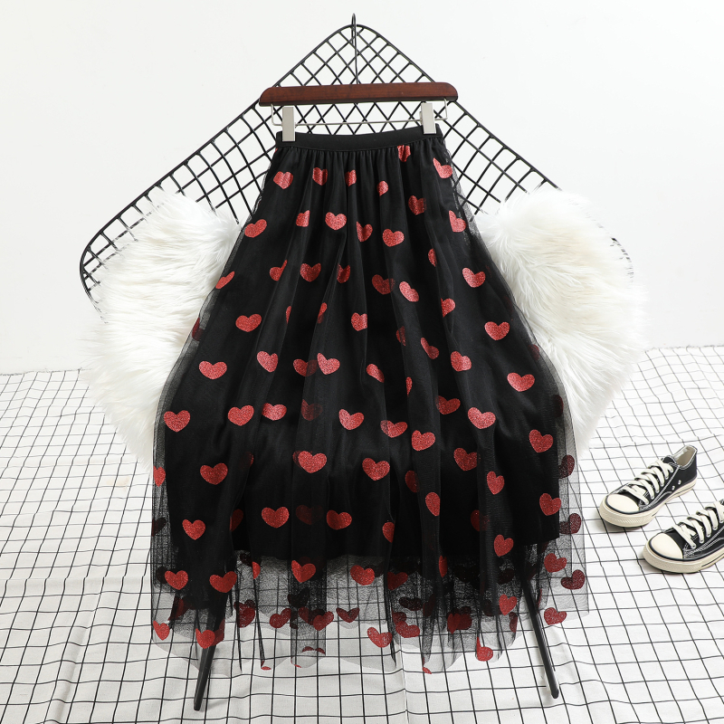 Valentin-napi csillámos szerelem többrétegű hálós nagyméretű szoknya