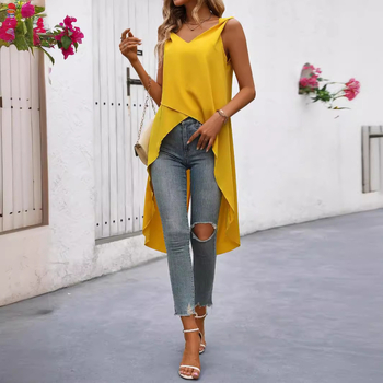 Europos ir Amerikos tarpvalstybinė moteriška vasarinė elegantiška pečių apvadu aptempta liemenė, madinga užsienio prekybai skirta moteriškų drabužių parduotuvė