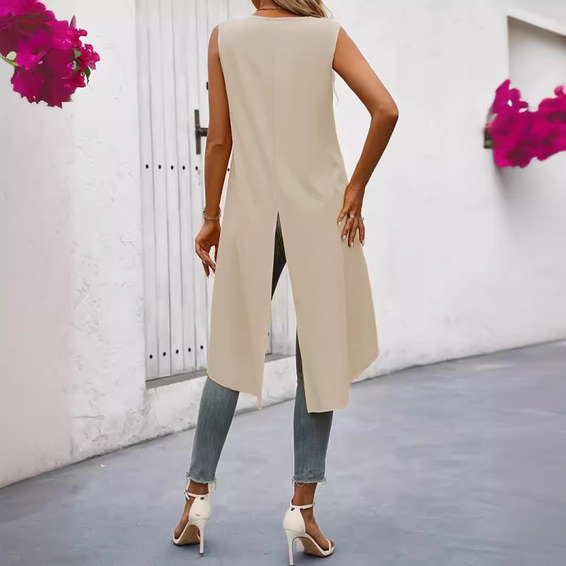 Europos ir Amerikos tarpvalstybinė moteriška vasarinė elegantiška pečių apvadu aptempta liemenė, madinga užsienio prekybai skirta moteriškų drabužių parduotuvė