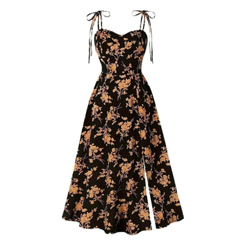 Határokon átnyúló európai és amerikai női Amazon-mintás, megkötős vállpántos ruha, elegáns, szív alakú gallérral díszített ujjatlan ruha