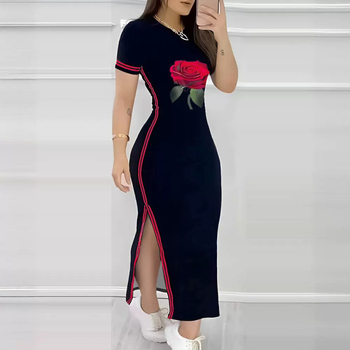 Új, határokon átnyúló európai és amerikai export 2024 őszi Amazon Rose Hot Picture kontrasztos csíkos hasított lezser szoknya