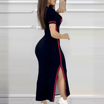 Új, határokon átnyúló európai és amerikai export 2024 őszi Amazon Rose Hot Picture kontrasztos csíkos hasított lezser szoknya