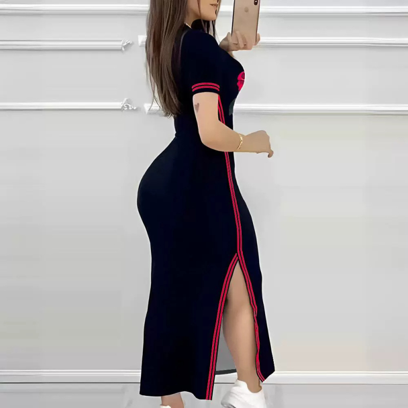 Új, határokon átnyúló európai és amerikai export 2024 őszi Amazon Rose Hot Picture kontrasztos csíkos hasított lezser szoknya