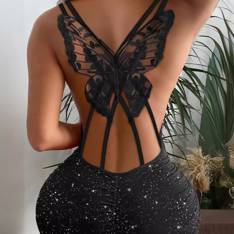 2024-es európai és amerikai határokon átnyúló divatos, pillangós, üreges, csillogós, rugalmas ruha