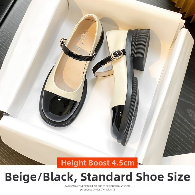 Z Malé kožené topánky s mäkkou podrážkou, čiernobiele prešívanie, topánky Mary Jane, nové všestranné plytké mokasíny v jemnom štýle pre ženy