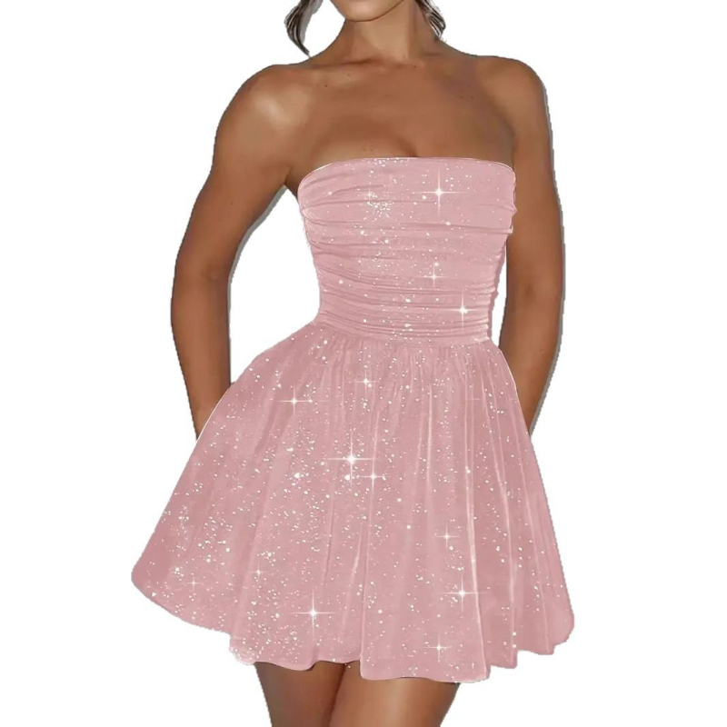 Határokon átnyúló európai és amerikai női ruházat Amazon AliExpress Független Állomás Elegáns Hálós, Flitteres, Pánt nélküli, Feszes Ruha