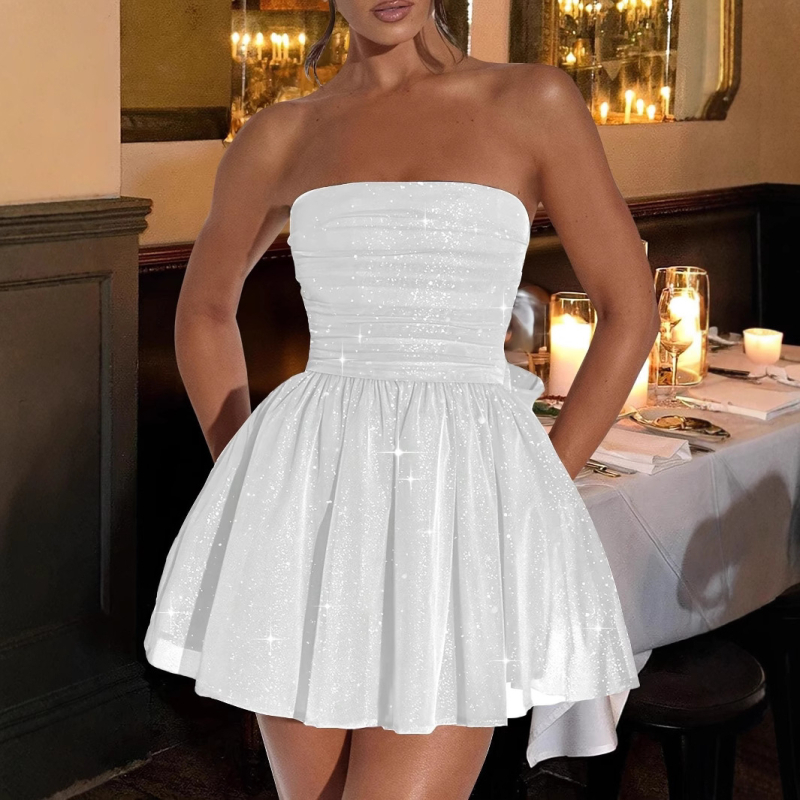 Határokon átnyúló európai és amerikai női ruházat Amazon AliExpress Független Állomás Elegáns Hálós, Flitteres, Pánt nélküli, Feszes Ruha