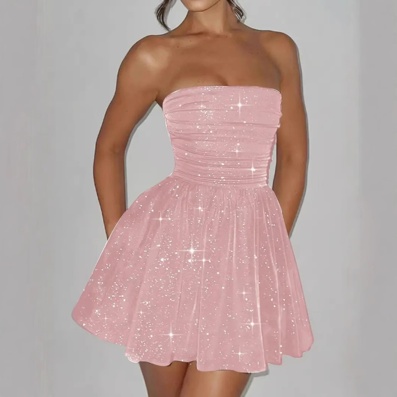 Határokon átnyúló európai és amerikai női ruházat Amazon AliExpress Független Állomás Elegáns Hálós, Flitteres, Pánt nélküli, Feszes Ruha