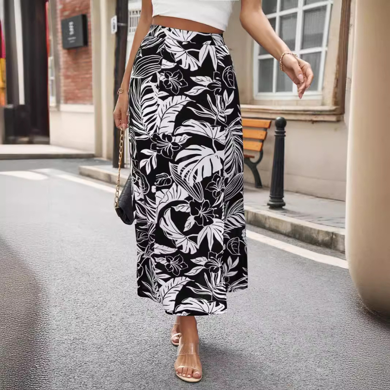 Független állomás kívánsága Amazon robbanás nyári nyomtatás nagylevelű divat hosszú szoknya női külkereskedelem raktáron magas derekú