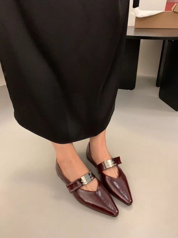 Francia stílusú, egyrétegű cipők, női cipők, 2024-es új, őszi és téli koreai stílusú, egykarakteres ezüst Mary Jane cipők, esti széllel, hegyes orrú