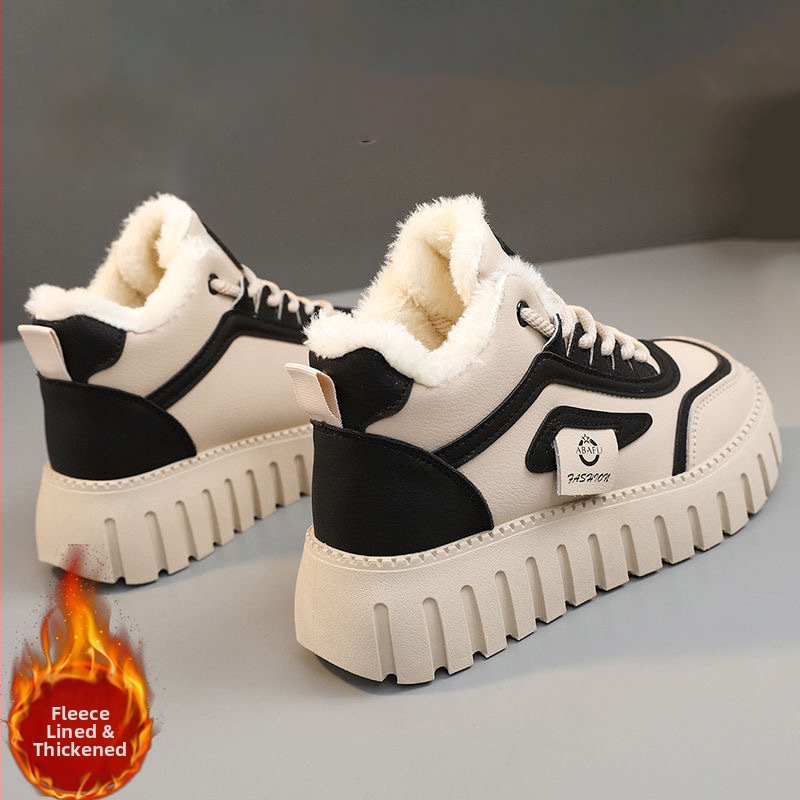 Νέα Χειμερινά Παπούτσια Torre με Φόδρα από Φλις για Γυναικεία, Μοντέρνα, Λευκά Παπούτσια για Φοιτητές, Υψηλής Ποιότητας, Κορεάτικο Στυλ