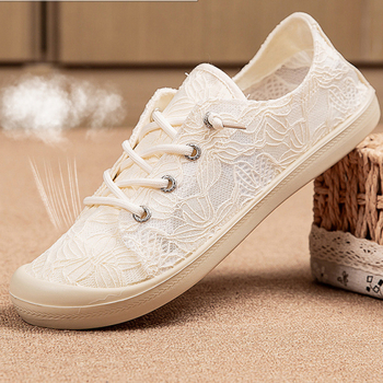 Νέα παπούτσια με χαμηλό πλέγμα, αναπνεύσιμα, από ύφασμα 36-43, λεπτά, λευκά παπούτσια από καμβά