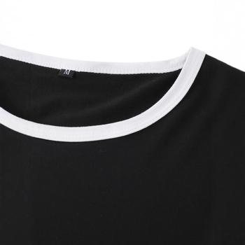 Kiárusítás Globális Határokon Átnyúló Női Vékony Színblokkos Húzózsinóros Rövid Ujjú Póló 200g Export Női Egyszínű Felső