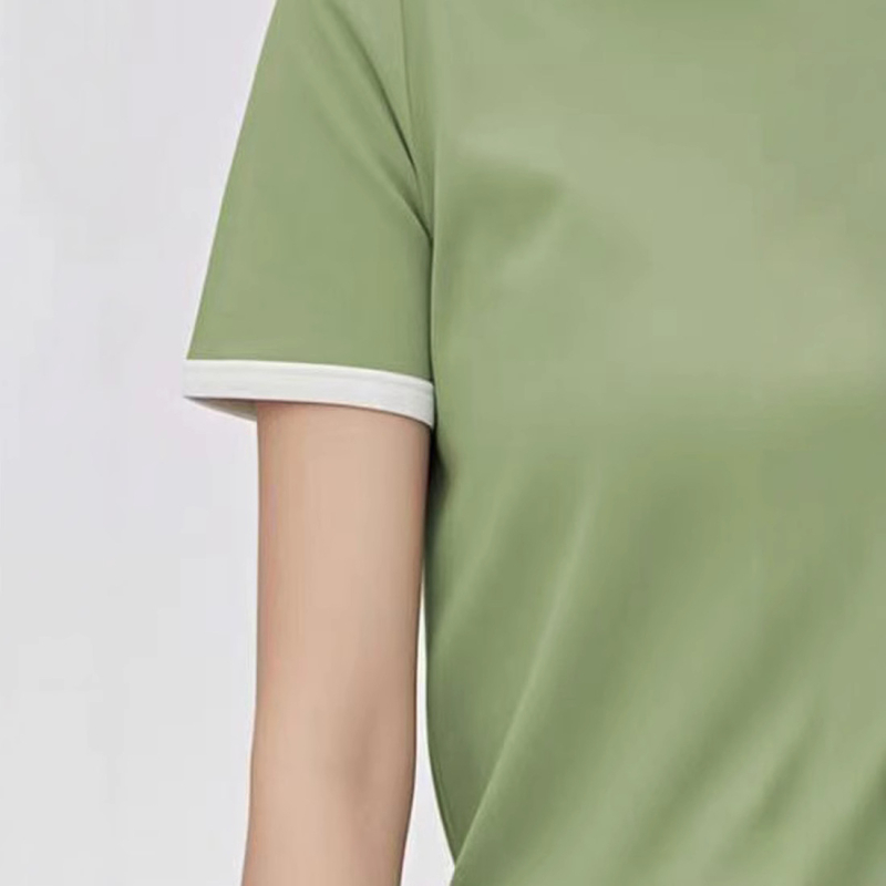 Kiárusítás Globális Határokon Átnyúló Női Vékony Színblokkos Húzózsinóros Rövid Ujjú Póló 200g Export Női Egyszínű Felső