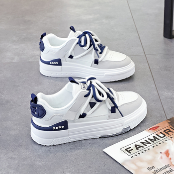 2025 m. pavasario nišiniai, visų rungtynių studentų sportbačiai, moteriški madingi, madingi, storapadžiai balti batai, dvigubo dirželio sportiniai laisvalaikio batai