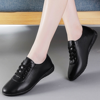 Határon átnyúló lapos, puha talpú, fehér bőr női cipők tavaszi és nyári új, sokoldalú, lélegző, csúszásmentes női cipők 293