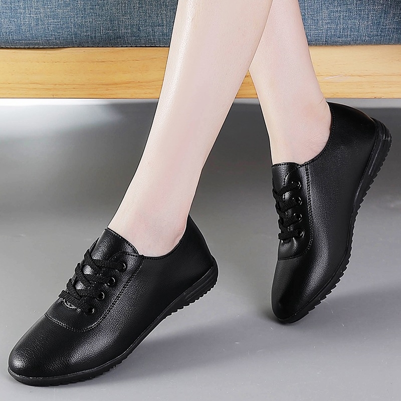 Határon átnyúló lapos, puha talpú, fehér bőr női cipők tavaszi és nyári új, sokoldalú, lélegző, csúszásmentes női cipők 293