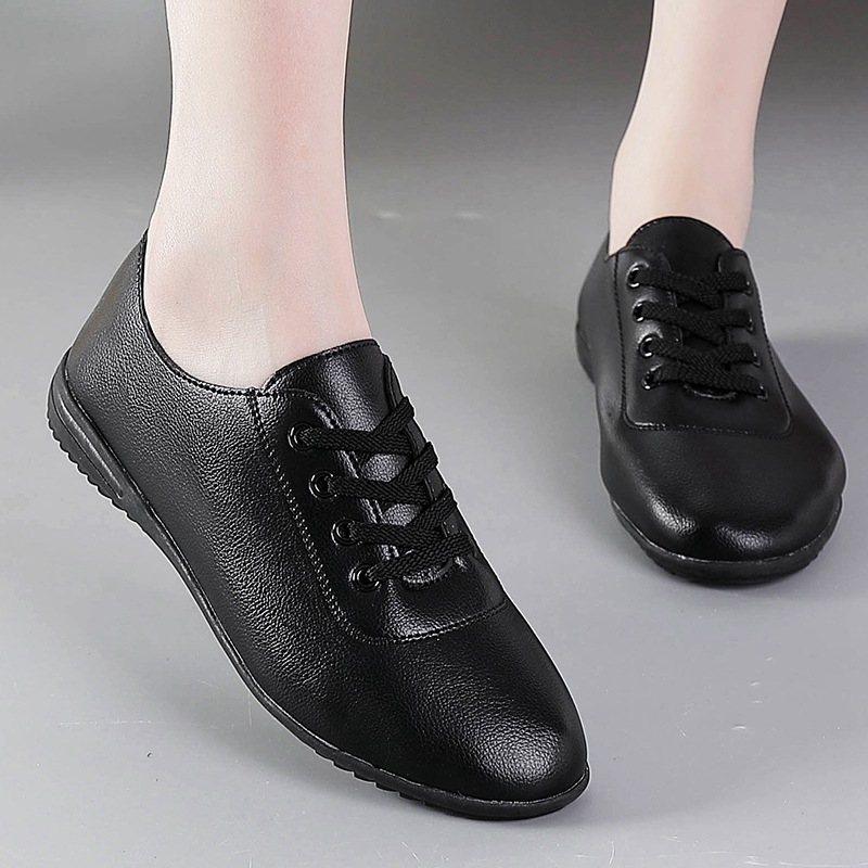 Határon átnyúló lapos, puha talpú, fehér bőr női cipők tavaszi és nyári új, sokoldalú, lélegző, csúszásmentes női cipők 293