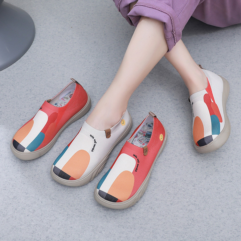 2025 m. pavasario ir rudens nauji storapadžiai žvejo batai moterims, megzti dažyti sportiniai kelioniniai batai, minkšto pado neslystantys seni Pekino medžiaginiai batai