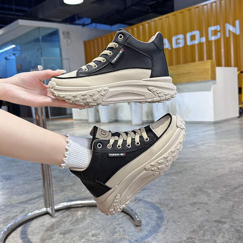 Plius dydžio aukštakulniai bateliai, stori 5 cm „Torre“ bateliai, moteriški 2024 m. nauji „Explosions ins“, universalūs laisvalaikio sportiniai moteriški bateliai, madingi