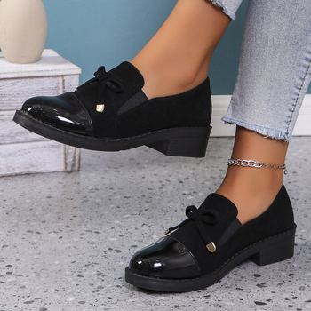 Vastag sarkú női cipők 2025 divatos új magas sarkú női cipők, masni, kis bőrcipők, plus size mokaszinok raktáron nagykereskedelemben