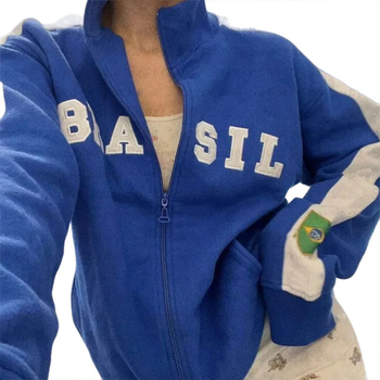 Esztétikus új y2g pulóver betűhímzés hétköznapi sport utcai férfi és női kardigán cipzáras kabát felső pulóver