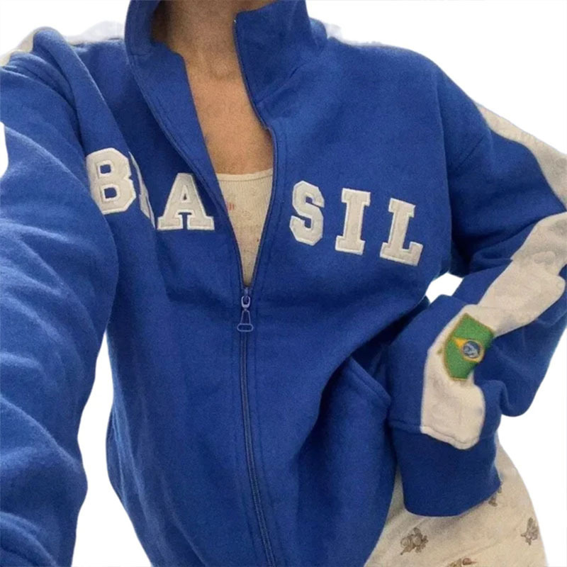 Esztétikus új y2g pulóver betűhímzés hétköznapi sport utcai férfi és női kardigán cipzáras kabát felső pulóver