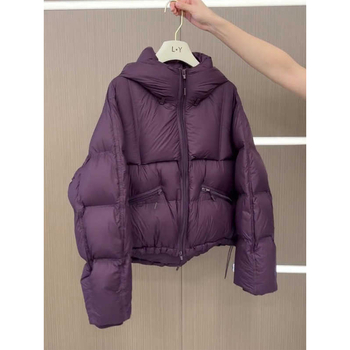 Szószlila, rövid, kapucnis, cipzáras, pamuttal bélelt női téli, koreai stílusú, könnyű, meleg kenyérkabát kis termetű nőknek