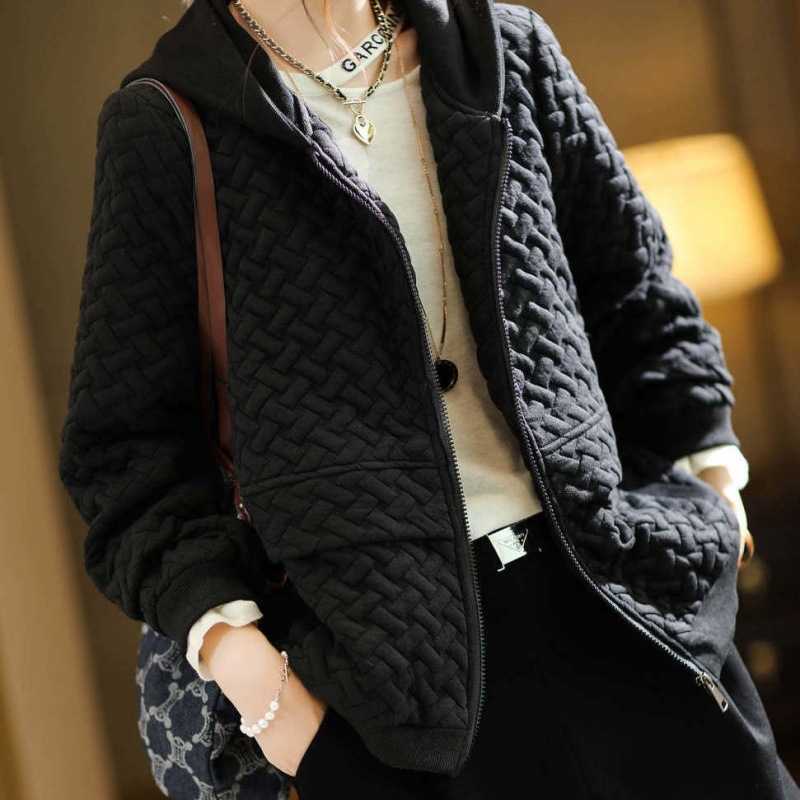 2024 új tavaszi és őszi vastag kabát női európai állomás új buborék Zou kapucnis kabát loose fat sister